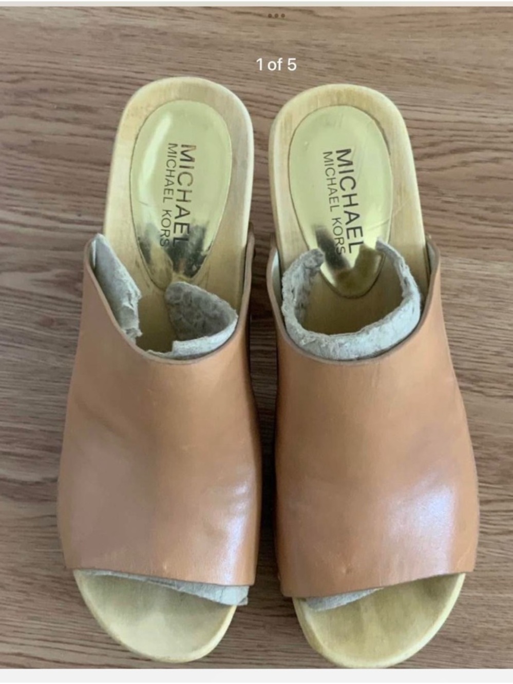 Michael Kors Women's Tan Leather Open-Toe Mule